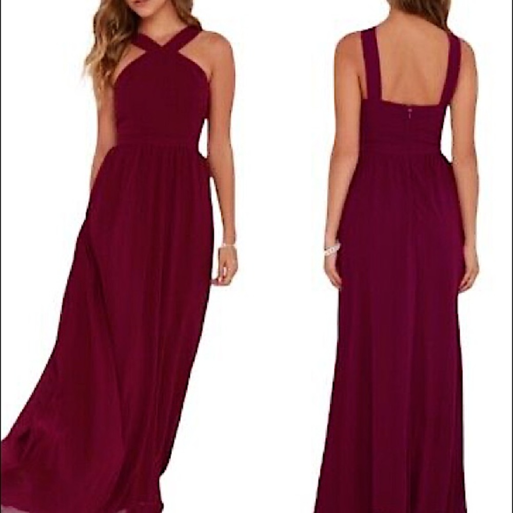 Lulu’s Air of Romance Burgundy Maxi Dress